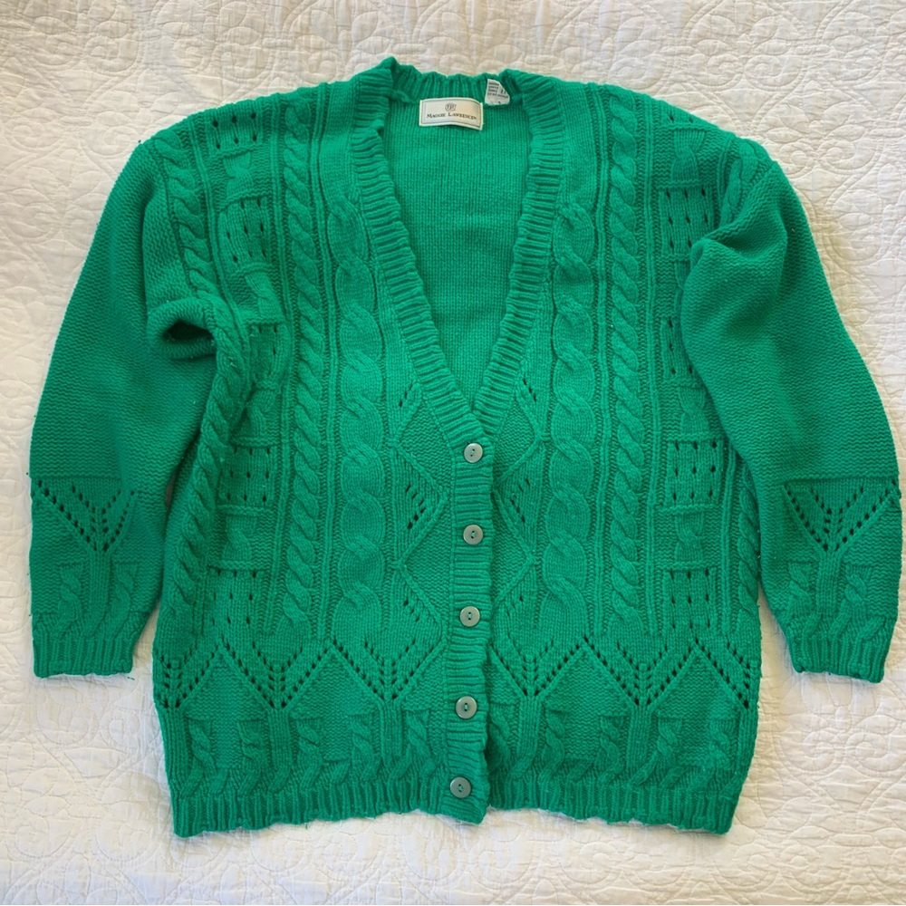Vintage Cable Knit Cardigan Sweater Medium